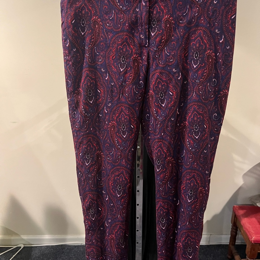 Talbots Red and Purple Dress Pants with Paisley Design